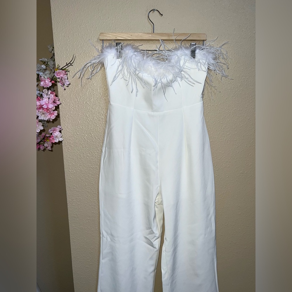 Lena Faux Feather Jumpsuit